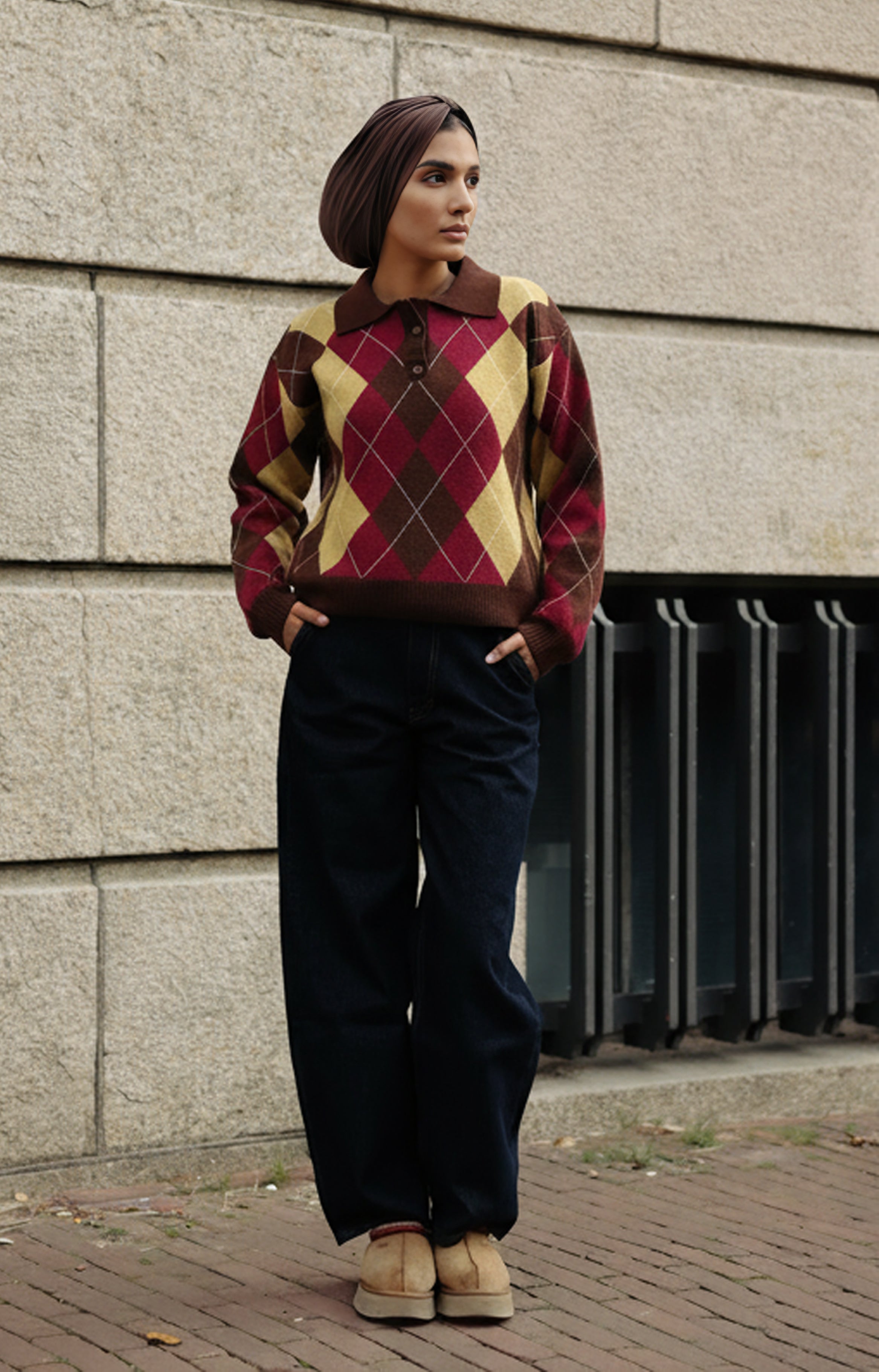 Triccot trui met Argyle Dessin